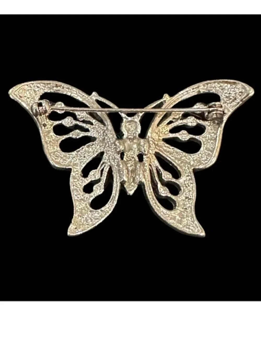 Silver Tone Rhinestone Butterfly Brooch Pin 2 X 1.5 Inches Elegant Jewelry Acces